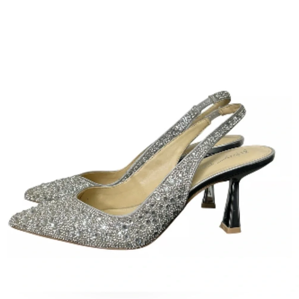 Elegant Silver Slingback Heels - Picture 1 of 6